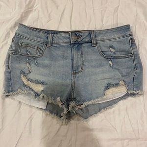 PINK distressed jean shorts